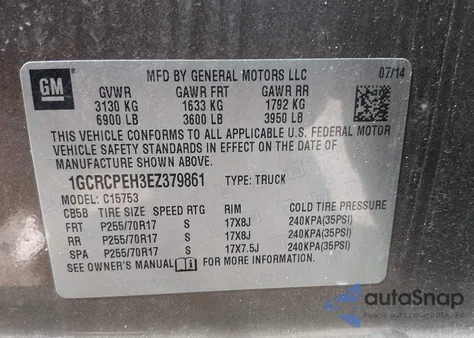 2014 Chevrolet Silverado 1500 Work Truck 1Wt z USA, uszkodzony, nr VIN 1GCRCPEH3EZ379861